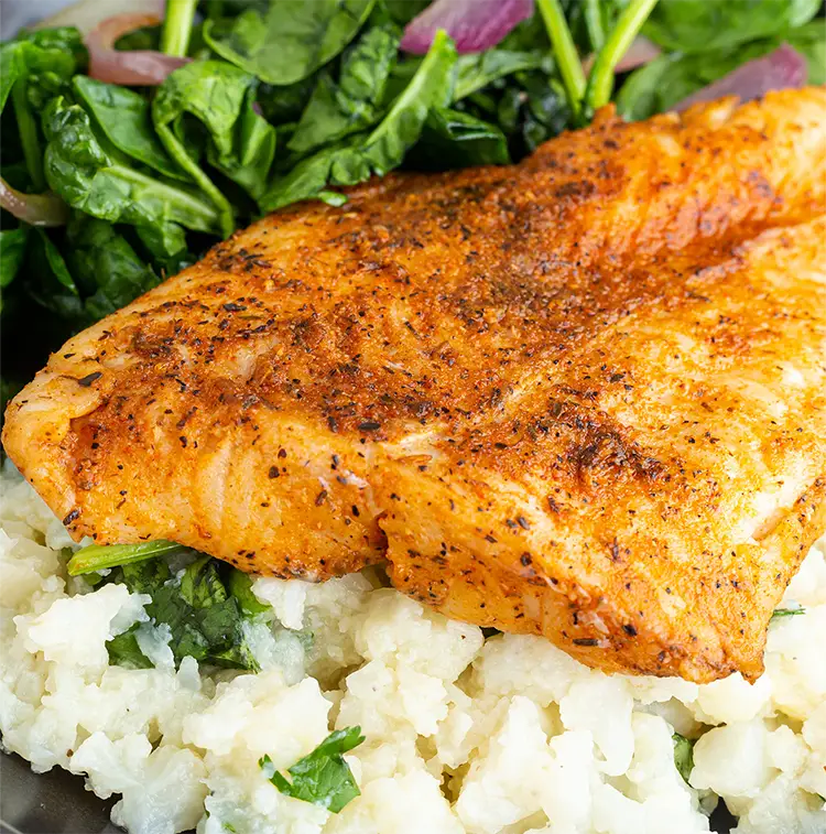 Blackened Fish with Spinach | ProMeals Menu