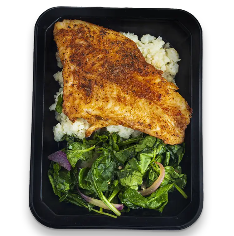Blackened Fish with Spinach | ProMeals Menu