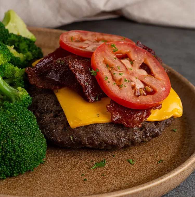 Bison Burger and Broccoli | ProMeals Menu
