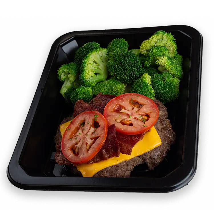 Bison Burger and Broccoli | ProMeals Menu