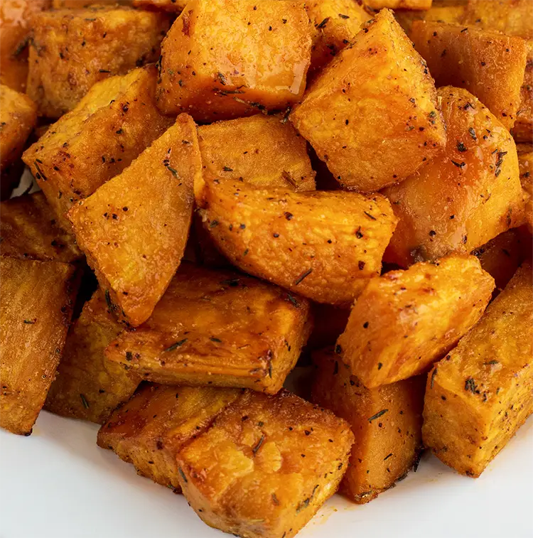 3 cups Cajun Sweet Potato | Low Calorie Menu