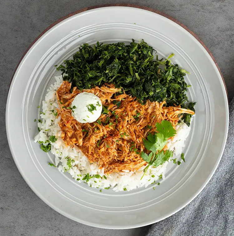 Chicken Birria & Spinach Saute