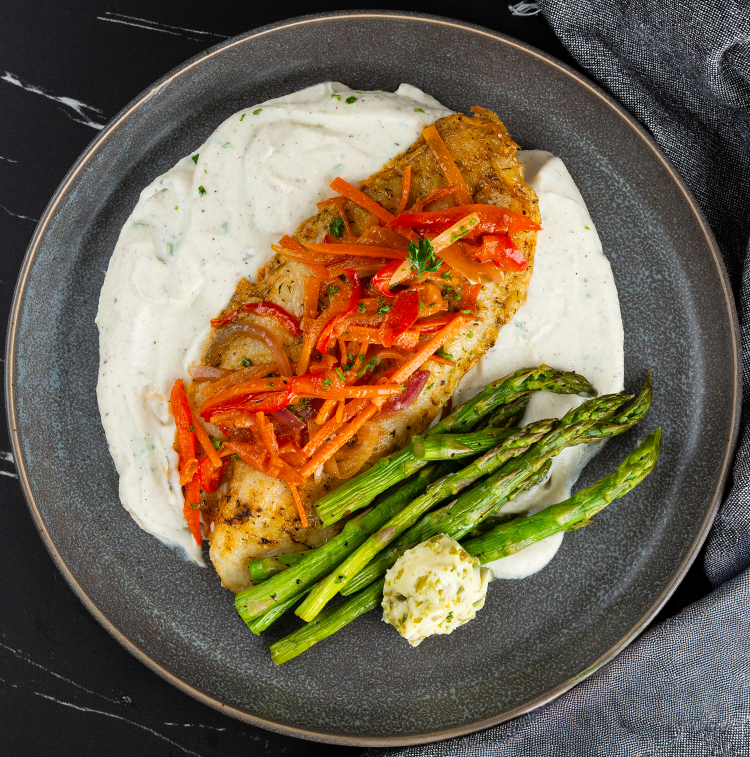 Escabeche Swai with Citrus Asparagus