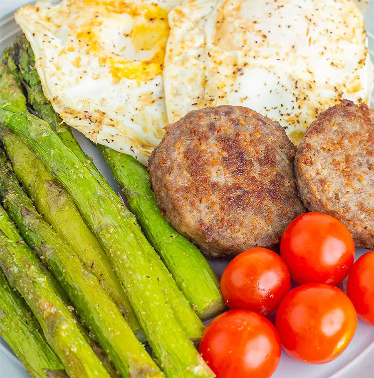 Fried Eggs and Sausage | Low Calorie Menu