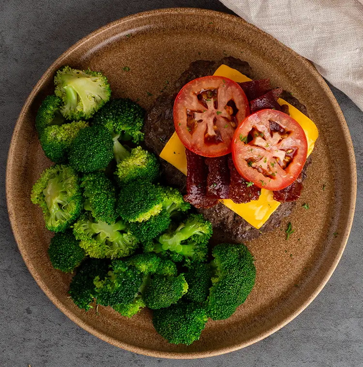 Bison Burger and Broccoli