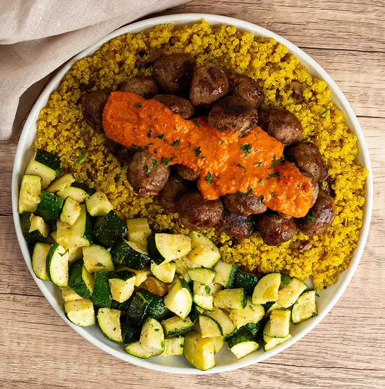 Romesco Turkey Meatballs Feast