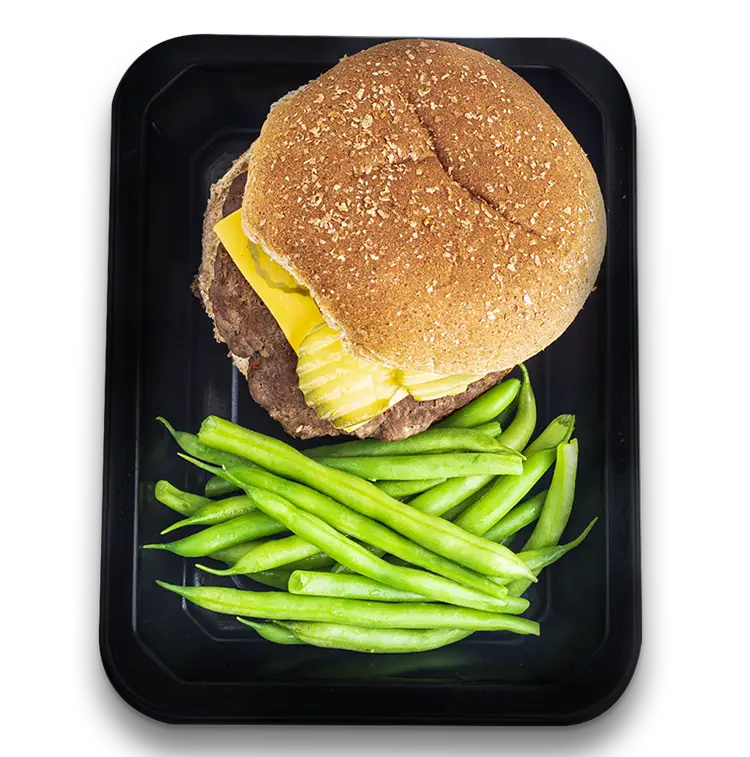 Signature Bison Burger and Green Beans | ProMeals Menu