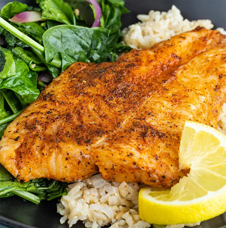 Swai Fillet with Spinach | ProMeals Menu